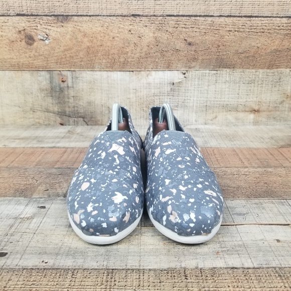 Toms Alpargata Women Sz 8 Forged Iron Grey Metallic Granite Fleck Flats Slip On - Picture 2 of 9